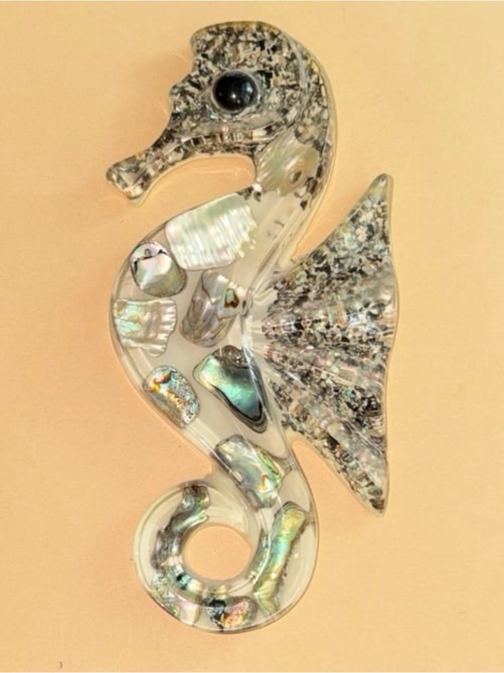 Vtg. Lucite Abalone Small Seahorse Wall Plaque - Wondermold, Inc.